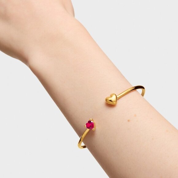 Tous gold plating over silver Bangle with lab-grown ruby Garden of Love LGG - Picture 5 of 5